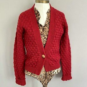 COS Cranberry Red 100% Wool Chunky Cardigan XS/S